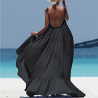 Solid Color 155cm Women's Beachwear Dresses , Sling Backless Casual Beach Maxi Dresses